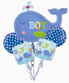Ahoy Baby Balloon Bouquet It's A Boy Whale Balloon Ocean Preppy Baby Shower