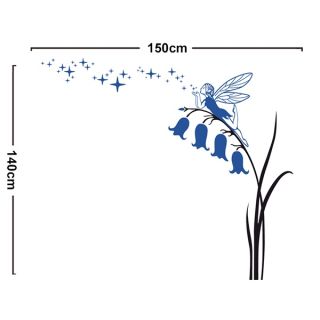 Bell Flowers Fairy Blue Silhouette Removable Wall Sticker Decal