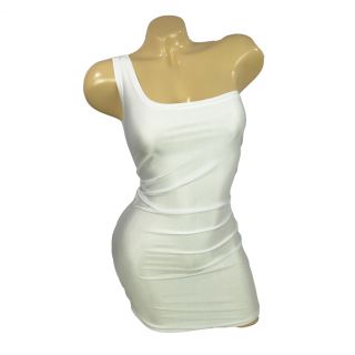 Sexy Women Skirt White UV Glow Sexy Clubwear One Shoulder Mini Dress Lycra 295