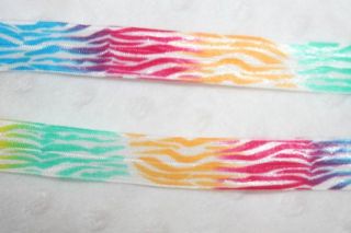 4 yds Rainbow Tie Dye Animal Print Foldover Elastic Hair Baby Headband FOE 5 8"