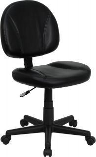 New Mid Back Black Soft Leather Armless Swivel Home Office Desk Dorm Room Chairs