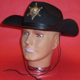 New Black Sheriff Cowboy Hat Felt Costume Star Badge