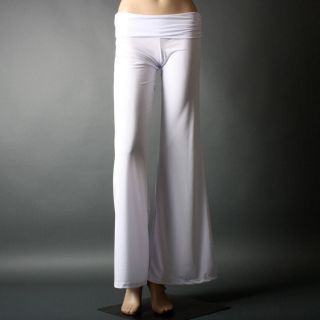 White Full Length Stretch Wide Leg Palazzo Party Lounge Women Pants Size M