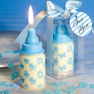 25 Baby Shower Favors Blue Baby Bottle Candle Favors Baby Boy Party Decor