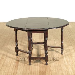 4ft Antique English Solid Oak Dropleaf Gateleg Oval Dining Table c1940’s P92