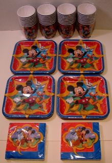 Mickey Mouse Birthday Party Set 32 Dessert Plates Beverage Napkins Cups Hallmark