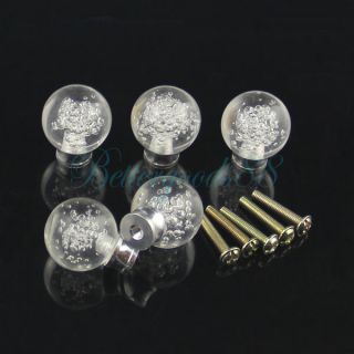 5pcs 25mm Clear Ball w Bubble Door Knob Cabinet Drawer Pull Handle DIY Gift