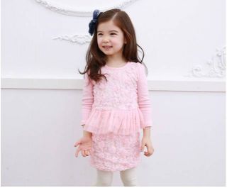 Girls Dusty Rose Flounced Tutu Skirt Gift Kids Mini Dress Costume 6 7Years