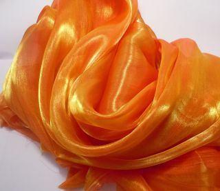 K17 Gold Orange Mirror Organza Fabric Sheer by Meter