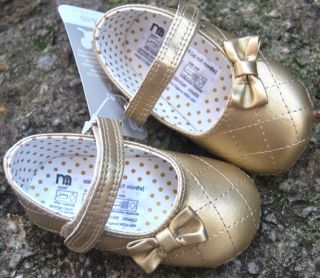 Gold Mary Jane Toddler Baby Girl Shoes UK Size 2 3 4