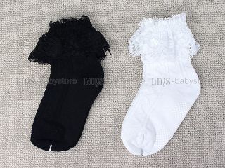New Toddler Baby Girl White Black Lace Socks 1 4 Years S67