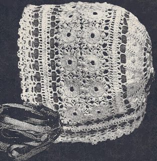 Vintage Antique Crochet Pattern Baby Cap Hat Bonnet W5