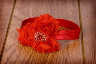 Rolled Flower Baby Infant Headband Boutique Custom Pink Red Black White Hot Pink