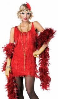 1920's Gatsby Flapper Dress Red Fancy Costume Sequin Headband Med Large XL