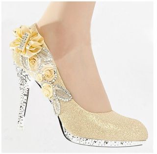 J Flowers Wedding Party Shoes Glitter Diamantes High Heel Platform Pumps Shoes