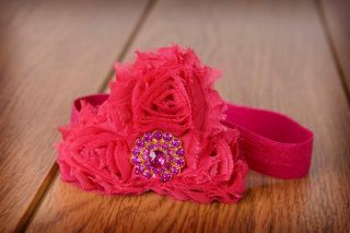 Rolled Flower Baby Infant Headband Boutique Custom Pink Red Black White Hot Pink