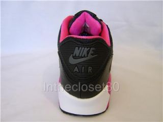 New Nike Air Max 90 2007 GS Womens Girls Trainers Black Dark Grey Pink Foil Whit