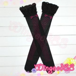 Fashion Women Ladies Sexy Bow Lace Top Black Thigh High Sock Stockings Xmas Gift