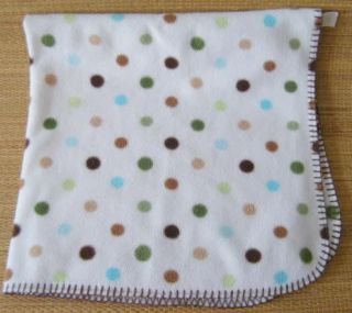 Circo White Polka Dot Fleece Baby Security Blanket Brown Green Blue Dots Target
