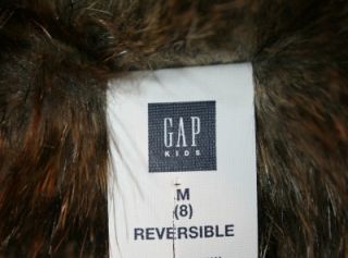Gap Kids Girl's Fur Vest Reversible Puffer Brown Size Medium 8 