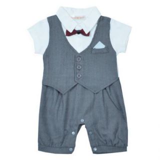 Baby Boys Toddler Bowknot Short Sleeve Gentleman Romper Jumpsuit 12 18M Playsuit