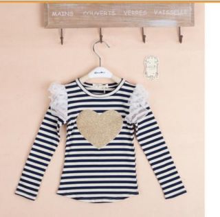 Kids Girls Striped Heart Top Leggings Pants Skirt Tulle 3 4Y 2pcs Outfits Dress