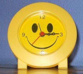 3 Yellow Smiley Face Travel Alarm Clock Lot