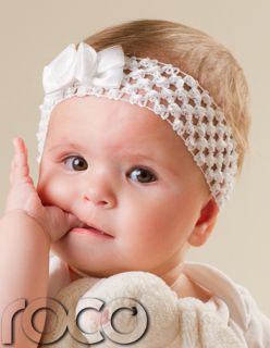 Baby Girls White Pink Cream Party Flowergirl Headband with Rose