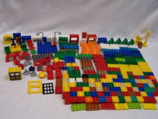 Huge Lego Duplo Lot 235 Pieces Police Post Office Flowers Chairs Bricks