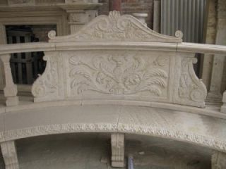 Large Hand Carved Figural Marble Garden Bench
