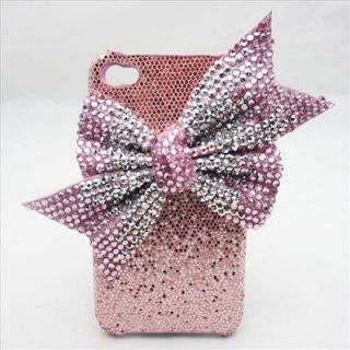 PB5 Bling Shiny Pink Bow Hard Back Case Cover for iPhone 4 4S