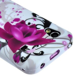 Purple Flower with Pattern Soft TPU Gel Cover Case for Samsung Galaxy Ace S5830