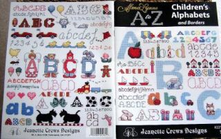 Pattern Counted Cross Stitch Alma Lynne Children Baby Alphabet Borders Sampler