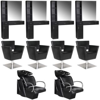 Beauty Salon Equipment Styling Station Chair Shampoo Backwash Unit Package EB 61