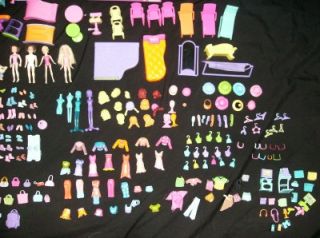 400 PC Polly Pocket Doll Furniture Clothes Pretend Play Preschool Toy Lot Set