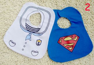 2 Pcs Infant Cotton Tuxedo Pattern Baby Feeding Waterproof Bibs Toddlers 3 Layer