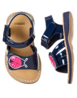 Gymboree Cape Cod Cutie Sandals 8 10 11 Navy Gummy Ladybug Velcro Shoes