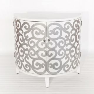 White Silver French Louis Demilune Console Table
