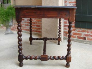 Antique English Oak Barley Twist Table or Desk Kitchen or Library