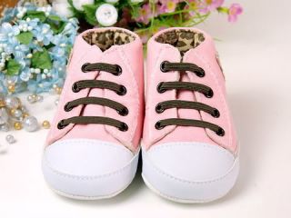 New Baby Girl Pink Leopard Tennis Shoes 3M 6M 9M