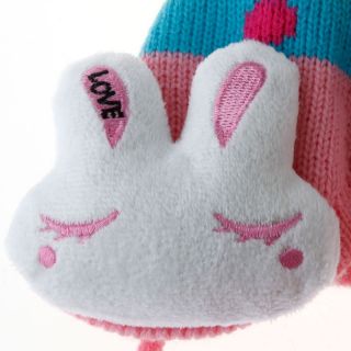 Cute Kid Boys Girls Baby's Bunny Ear Knit Wool Winter Cap Hat Beanie Pink H3100P