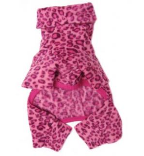 L Pink Leopard Fleece Pajamas Dog Apparel Clothes PJ