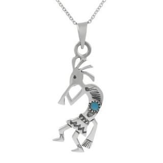 Skyline Silver Sterling Silver 0.43 Kokopelli with Turquoise Necklace