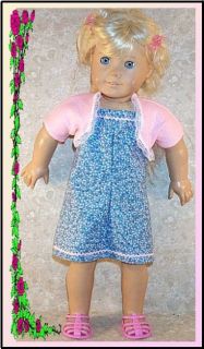 Doll Clothes Fit American Girl 18" inch Dress Sundress Blue Shrug Pink 2pcs New