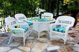 Tortuga Outdoor 9pc White Portside Wicker Outdoor Patio Dining Table Set
