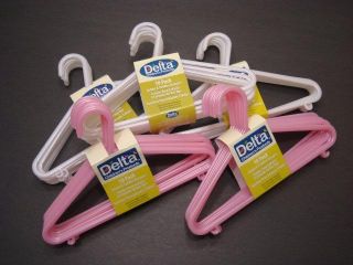 50 Clothes Hangers White Pink Baby Infant Toddler Children Child Kid Lot Plastic