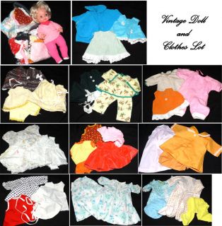 Vintage 1969 Mattel Baby Tender Love Doll and Huge Doll Clothes Lot
