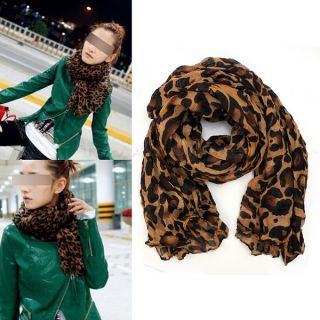 Women Ladies Noble Leopard Print Cotton Blend Soft Long Stole Scarf Shawl Wrap
