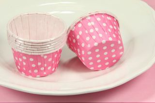24x Cupcake Liners Baking Candy Nut Cups Pink Polka Dot Small