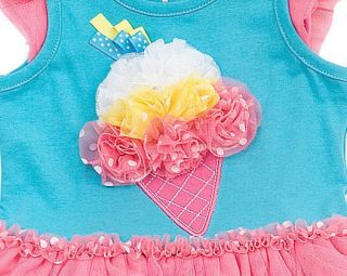 New Baby Girls RARE Editions 24M Aqua Pink Ice Cream Tutu Outfit Dress Clothes